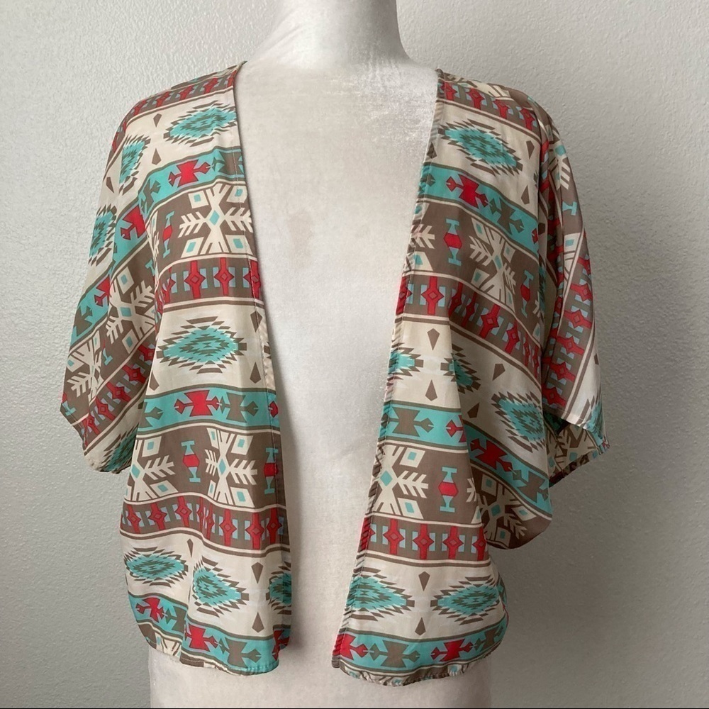 Anthropologie Mauve Western/Aztec Print Kimono | Size M